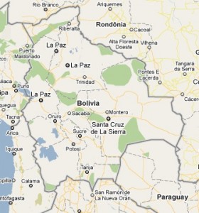 Bolivia Map Map of Bolivia (courtesy of Google Maps)